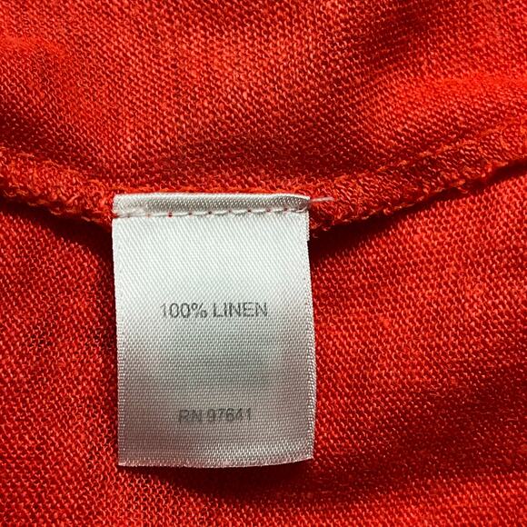 J Jill Love Linen 100% Linen Open Front Lightweight Cardigan Sz M Coral - Picture 6 of 9